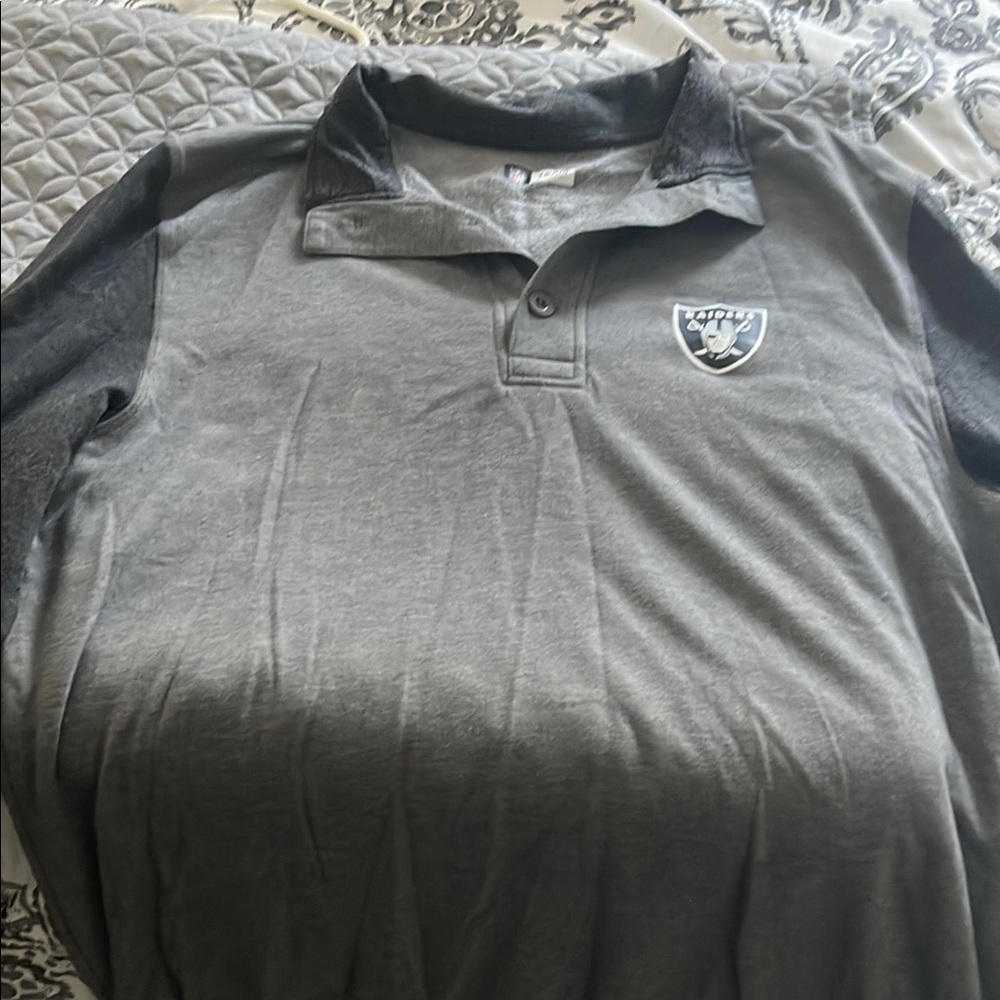 SOLD!! NFL Gray Raiders Polo Shirt with Iconic Logo